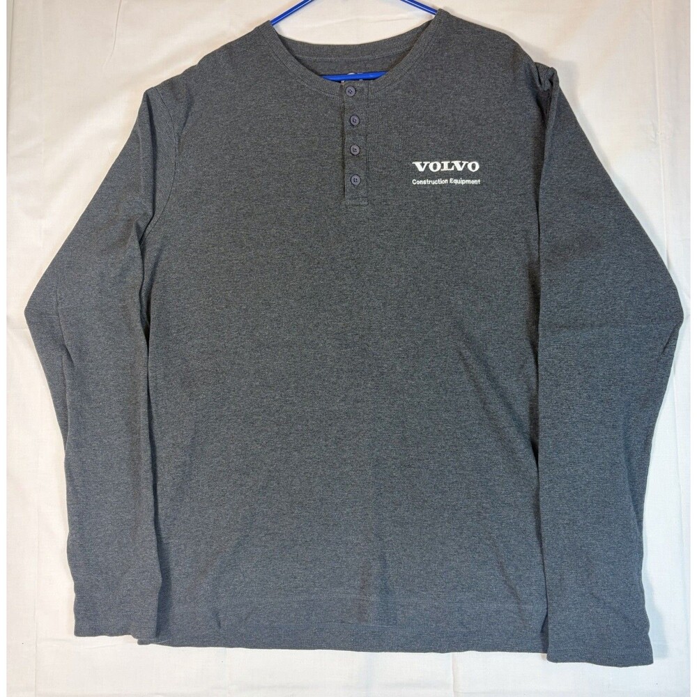 Volvo 4 Button Henley L/S Construction Equipment Organic Cotton Grey Men’s Large